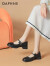 达芙妮（DAPHNE）玛丽珍女2024春夏季新款英伦风小皮鞋日系JK鞋法式气质高跟鞋 黑色 35