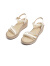 红蜻蜓凉鞋女2024夏季新款一字带坡跟女鞋女士软底中年妈妈凉鞋WFK24035 米白色 37