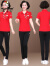 啄木鸟（TUCANO）中年运动服套装女2024夏装新款时尚宽松大尺码妈m妈装休闲 红色 L