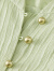 尚都比拉春季时尚优雅木耳边金属纽扣小众设计褶皱肌理衬衫 淡绿色 L 
