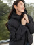 尚都比拉冬季时尚优雅连帽厚实保暖小个子洋气棉服女外套 黑色 XL 