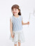 巴拉巴拉儿童套装女童短袖两件套2024新款夏装条纹文艺风蕾丝短裙 白蓝色调00418 110cm