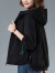 皮尔卡丹女士短外套2024年春秋新款连帽中年妈m妈装夹克显瘦休闲小个子风 黑色 XL