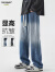 Homlean美式牛仔裤男士春夏季潮牌复古宽松休闲长裤子SS506蓝色S
