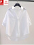皮尔卡丹（pierre cardin）纯棉衬衫女短袖2023夏季新款韩版宽松显瘦慵懒风设计感上衣潮 白色 3XL 150-170斤