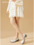 西遇法式玛丽珍鞋女2024新款春季复古配裙小皮鞋白色粗跟高跟单鞋 米白色 38