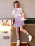迪士尼（Disney）女童jk百褶裙小女孩学院风2024夏装新款儿童裙子衬衫两件套孩 紫色 140cm