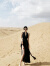 浪莎（LangSha）三亚沙漠海边度假沙滩裙露背黑色法式挂脖吊带连衣裙女夏季长裙子 黑色 S