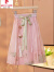 皮尔卡丹（pierre cardin）女童夏季套装中大童新中式汉服2024新款儿童两件套中国风唐装衣服 粉红色 裙子 140码