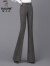 啄木鸟毛呢微喇裤女冬季2023年新款中年加厚休闲垂感高腰显瘦减龄长裤子 灰色 S (75-90斤)