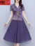怡慕夕高档高级感雪纺连衣裙夏季年新款长款长裙显瘦显高中年气质遮肚子 紫色 M