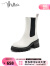 妙丽（Millies）冬新款复古经典牛皮烟筒中靴粗跟切尔西女短靴子25565DZ2 白色(绒里) 36