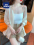 罗蒙白色衬衫女2024新款夏季薄款透明外套开衫设计感雪纺法式防I晒衣 杏色 S