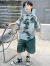 布恋猫男童套装夏季新中式汉服4-15岁中式国风儿童表演服唐装演出男孩潮 绿色 120cm
