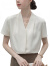 啄木鸟2024新款轻熟V领法式短袖衬衫女职业通勤白色上衣女 白色 S
