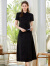 經典故事（JANE STORY）新中式连衣裙套装女夏季2024新款高端精致旗袍上衣半身裙两件套 黑色 L