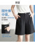 欧莎（OSA）高腰直筒西装短裤女夏季2024新款宽松显瘦垂感五分休闲裤 黑色 S