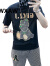 WXAW香港原创潮牌男装刺绣休闲运动短袖T恤套装男薄款夏季新款帅气潮 235167白色(一套) XL（140斤-160斤）