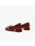 百思图（BASTO）24春季商场新款法式玛丽珍鞋红色小皮鞋粗跟女单鞋RD291AQ4 桔红宽版 38