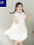 汉妮雅女童连衣裙夏季儿童甜美公主洋气韩版裙子天丝小清新度假蓬蓬裙 白色 100cm