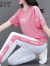 啄木鸟（TUCANO）T恤女广场舞运动服套装女夏季薄款中年跳舞服装夏天休闲短袖两 红色 XL(推荐110-125斤)
