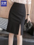 罗蒙（ROMON）职业半身裙子女夏季2024新款小个子高腰显瘦开叉a字包臀中长短裙 黑色 L (100-110斤)