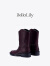 Bella Lily2024新款潮流英伦牛皮中筒靴女真皮瘦瘦靴高级感时装靴 马鞍棕 39