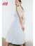 H&M2024春季新品女士上身缩褶连衣裙1217947 白色/蓝色花卉 170/116