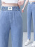 皮尔卡丹天丝牛仔裤女2024年春夏季新款高腰垂感显瘦薄款冰丝哈伦裤子 蓝色 M /27码