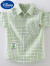 迪士尼（DISNEY）新款男童衬衫短袖含棉儿童格子衬衣宝宝中大童男孩上衣夏休闲洋气 绿色 120cm