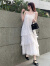 艾珠儿（Aizhuer）甜美减龄白色法式吊带连衣裙女装夏季度假小个子宽松蛋糕长裙子女 白色 L