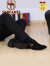 西域骆驼（VANCAMEL）品牌韩版新款潮流皮鞋英伦男款流行套脚发型师鞋子磨砂皮一脚套尖 3118磨砂皮黑色 38