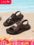 红蜻蜓男鞋夏季新款休闲男士沙滩鞋两用露趾凉拖鞋子男 深棕色 39