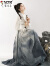 啄木鸟（TUCANO）新中式明制汉服女改良版国风缎面衬衫印花书法马面裙全套一整套装 白色衬衫 S