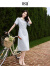 欧莎（OSA）法式赫本风茶歇连衣裙女夏季新款高级感气质修身显瘦长裙 蓝色 L