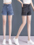 追属（ZHUISHU）郑州女裤牛仔短裤女2024新款夏季薄款时尚潮流直筒显瘦三分裤 黑灰色 26/S