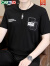 卡帝乐鳄鱼（CARTELO）短袖t恤男士2024夏季新款纯色宽松圆领潮流青年半袖体恤上衣服 黑色 L 90-110斤