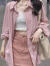 乐钻（LEZUAN）粉色条纹衬衫女轻薄外套女初春新款时尚衬衣宽松百搭开衫上衣女 粉红色(高品质) M(100-110斤拍)