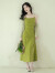 温格芳 法式绿色吊带连衣裙女2024夏季新款高级感气质绝美超仙裙子套装 开衫+绿色吊带裙 S