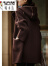 啄木鸟2023秋冬新款时尚韩版宽松显瘦洋气百搭气质减龄连帽毛呢大衣 棕红色 M