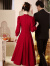 塞德勒旗袍敬酒服2024新款新娘红色订婚新中式礼服女小个子结婚回门便装 酒红色 XS（建议75-85斤）