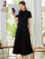 經典故事（JANE STORY）新中式连衣裙套装女夏季2024新款高端精致旗袍上衣半身裙两件套 黑色 L