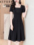 歌珀莱定制女装气质连衣裙夏季2024新款显瘦高级感大码法式茶歇复古裙子 黑色 XL建议115-125斤