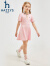 哈吉斯（HAZZYS）品牌童装女童连衣裙2024夏季新款舒适柔软透气弹力轻薄短袖POLO裙 藏蓝 160
