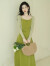 温格芳 法式绿色吊带连衣裙女2024夏季新款高级感气质绝美超仙裙子套装 开衫+绿色吊带裙 S