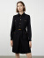 朗姿法式工装风复古气质连衣裙2024年春季新款长袖显瘦显高衬衫裙 黑色 M