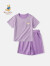 Classic Teddy女童套装儿童短袖T恤短裤两件中小童装网眼运动服透气 紫色 140 