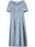 尚都比拉短袖连衣裙春季复古赫本风气质方领通勤裙子1L40507X 灰蓝色 S