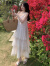 艾珠儿（Aizhuer）甜美减龄白色法式吊带连衣裙女装夏季度假小个子宽松蛋糕长裙子女 白色 L