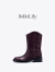 Bella Lily2024新款潮流英伦牛皮中筒靴女真皮瘦瘦靴高级感时装靴 马鞍棕 39